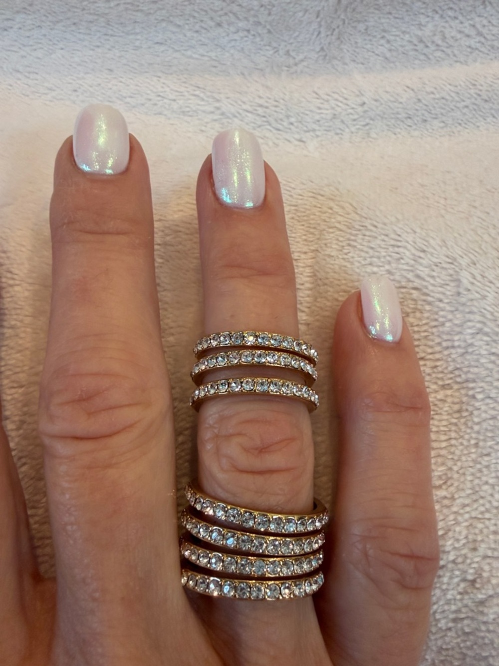Henri Bendel Gold Plated Crystal Stacked Ring Set